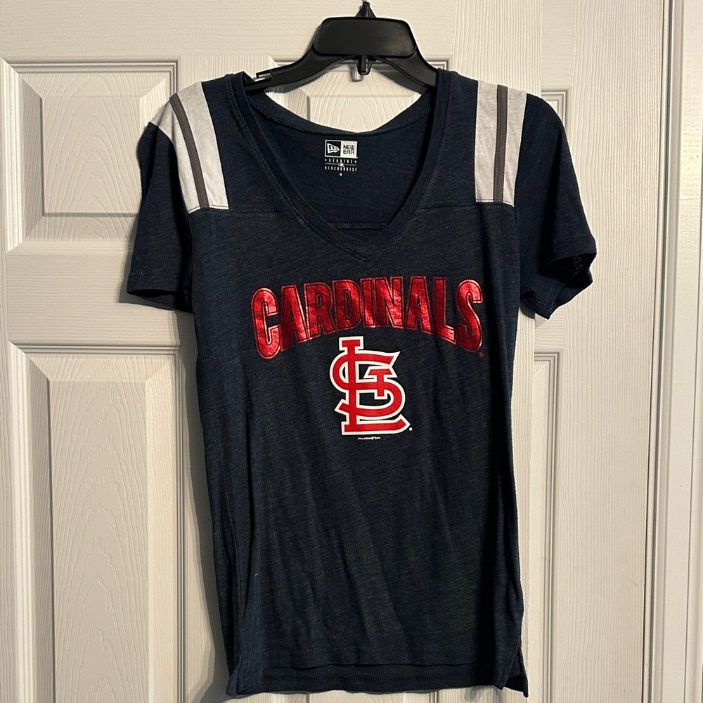Cardinals Navy T-Shirt with Silver and White Stripes